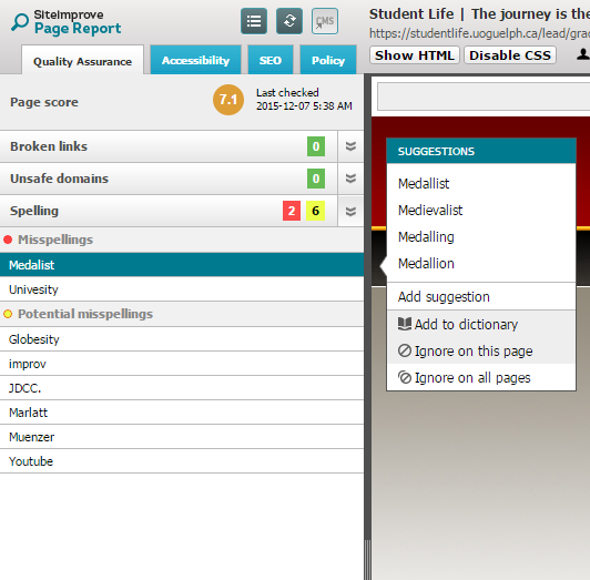 Image of a page report